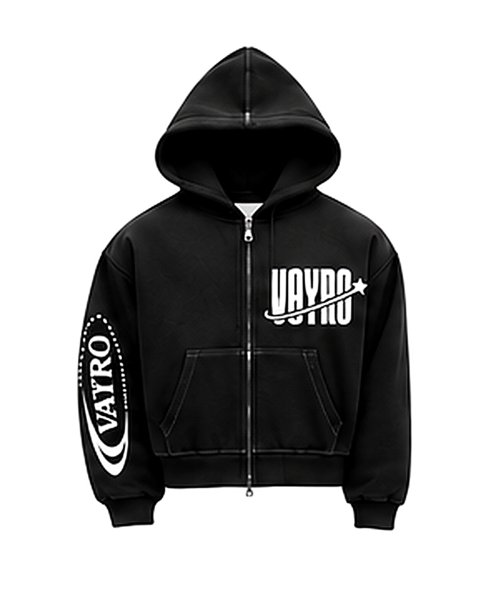 Halo Zip Hoodie with feature callouts